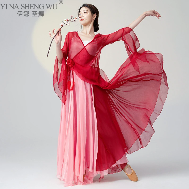 Chinese Dance Cardigan Women Loose Transparent Gauze Top Classical Dancer Show Long Shirt Flowy Body Rhyme Culottes Skirt Set
Chinese Dance Cardigan Women Loose Transparent Gauze Top Classical Dancer Show Long Shirt Flowy Body Rhyme Culottes Skirt Set