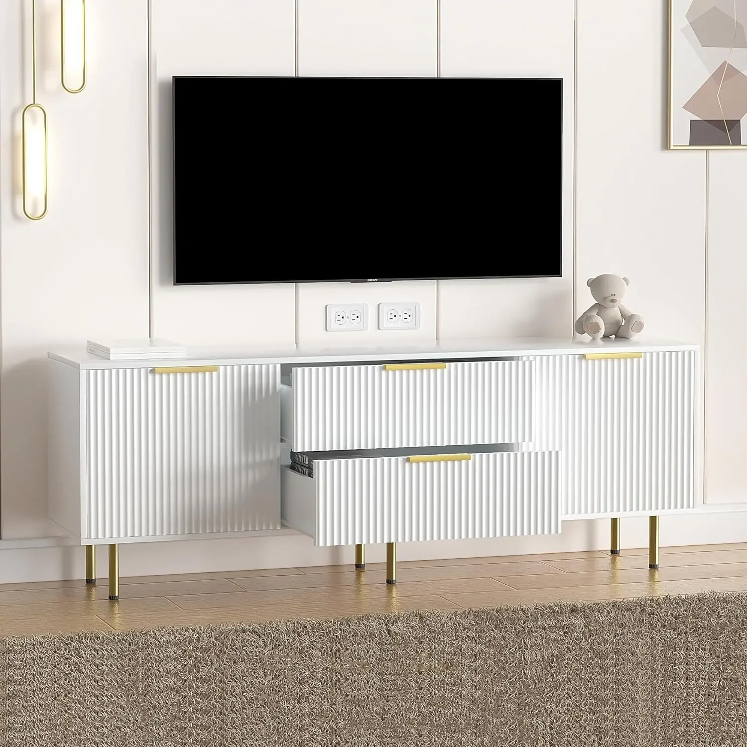Mid Century Modern TV Stand for 65+ Inch, Entertainment Center with Storage & 2 Large Drawers, for Living Room Bedroom
Mid Century Modern TV Stand for 65+ Inch, Entertainment Center with Storage & 2 Large Drawers, for Living Room Bedroom