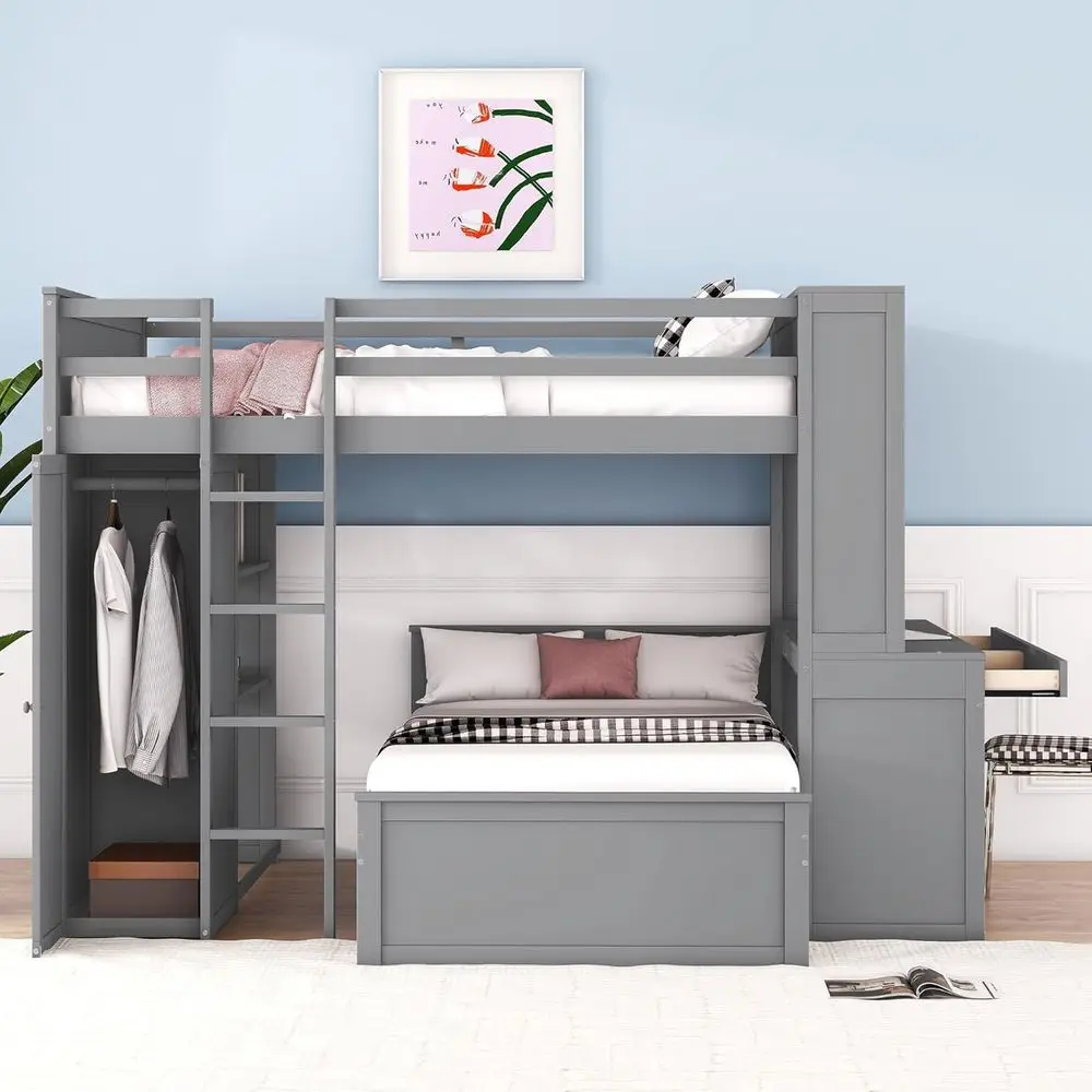 Twin Over Full Bunk Bed with Desk, Wardrobe, and Storage for Kids and Teens, No Box Spring Needed
Twin Over Full Bunk Bed with Desk, Wardrobe, and Storage for Kids and Teens, No Box Spring Needed