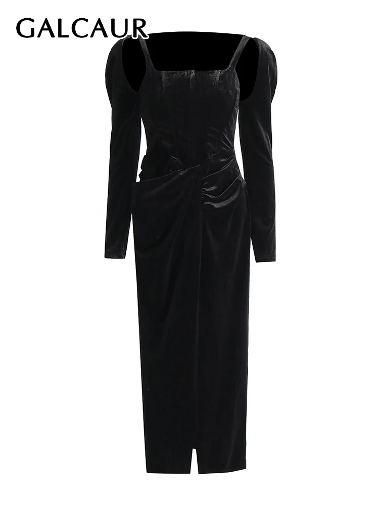 GALCAUR Solid Slimming Midi Dresses For Women Square Collar Long Sleeve High Waist Crisscross Folds Temperament Dress Female New
GALCAUR Solid Slimming Midi Dresses For Women Square Collar Long Sleeve High Waist Crisscross Folds Temperament Dress Female New