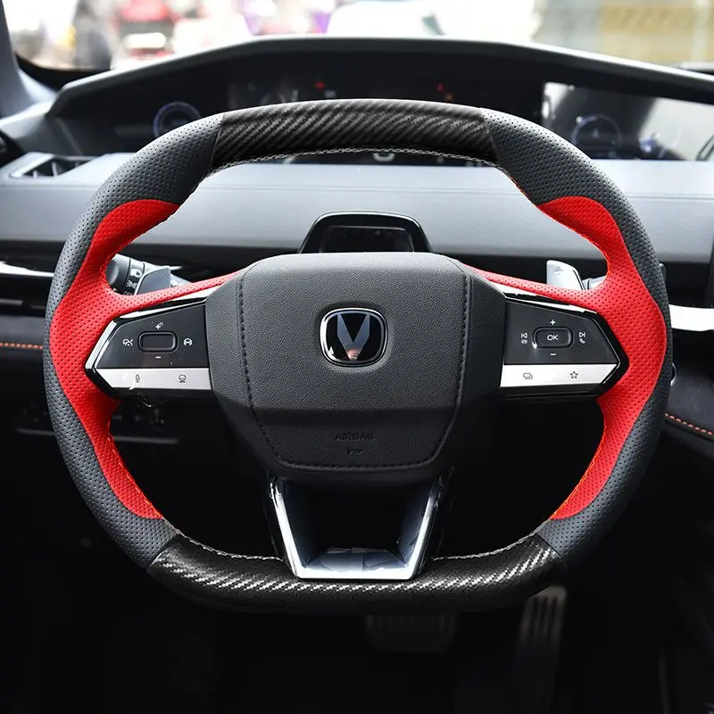 Для Changan UNI-V UNI-T UNI-K CS55 PLUS кожа из углеродного волокна, сшитый вручную чехол на руль, аксессуары для салона автомобиля
Для Changan UNI-V UNI-T UNI-K CS55 PLUS кожа из углеродного волокна, сшитый вручную чехол на руль, аксессуары для салона автомобиля