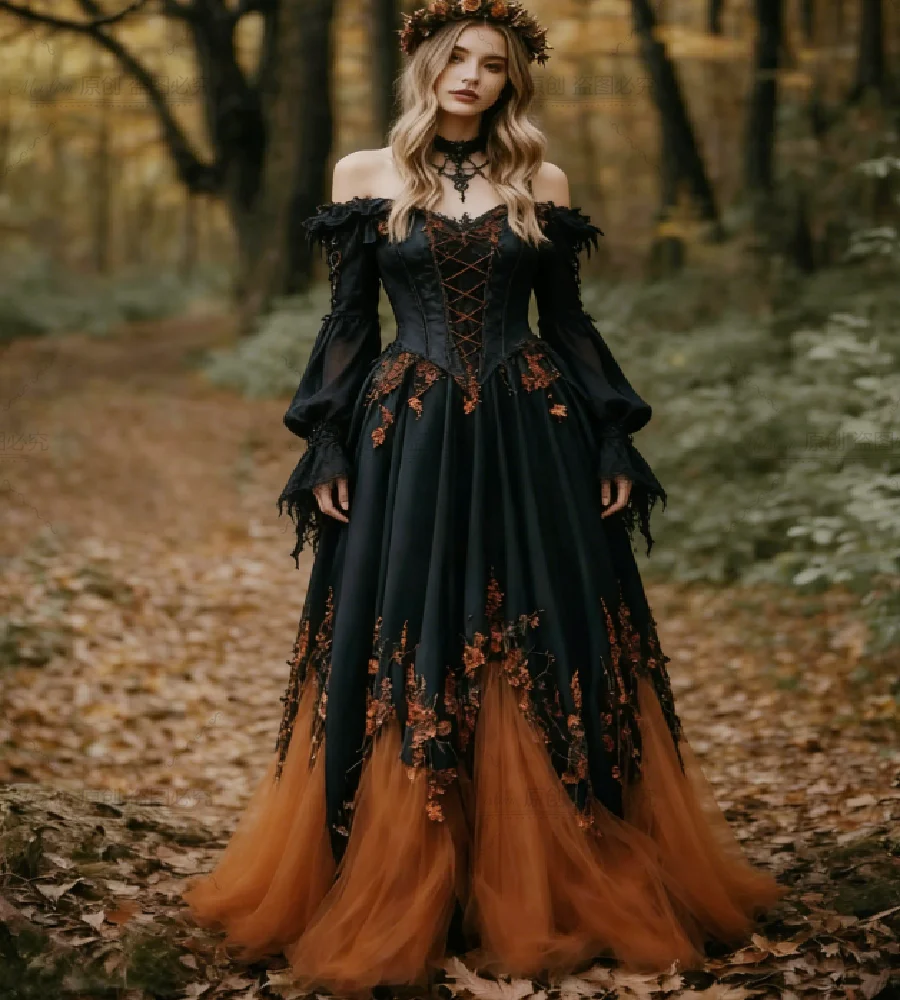 Fantasy Pumpkin Orange Black Gothic Wedding Dress 2026 Whimsical Halloween Off Shoulders Bohemian Forest Elf Lace Bridal Gowns
Fantasy Pumpkin Orange Black Gothic Wedding Dress 2026 Whimsical Halloween Off Shoulders Bohemian Forest Elf Lace Bridal Gowns