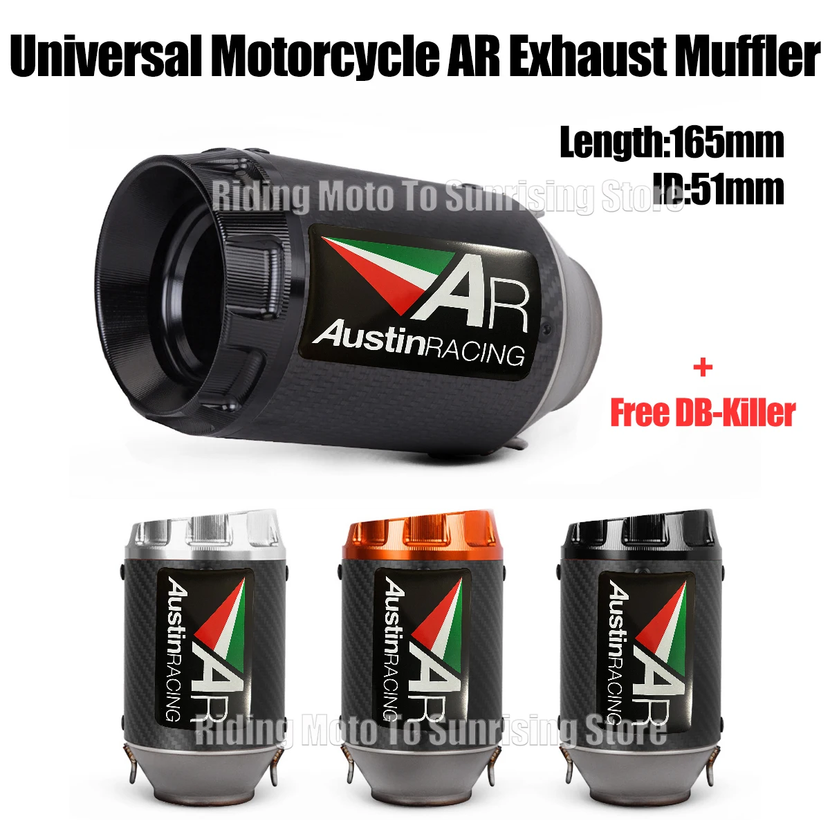 51mm Universal AR Motorcycle Exhaust Muffler Escape For Kawasaki300 400 800 1000 CB300R R3 R6 MT07 MT09 DUKE390 ZX6R S1000RR Etc
51mm Universal AR Motorcycle Exhaust Muffler Escape For Kawasaki300 400 800 1000 CB300R R3 R6 MT07 MT09 DUKE390 ZX6R S1000RR Etc