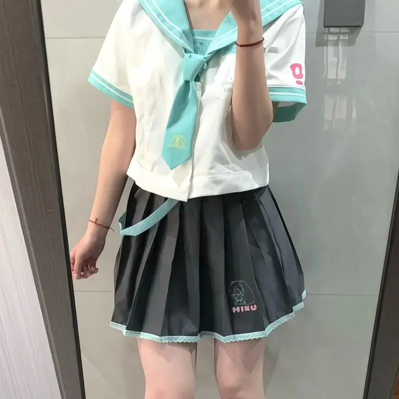 Kawaii Hatsune Miku Sailor Uniform Set Girls 2Pcs Summer Short Sleeve Anime Cosplay Costume Casual School Style Skirt Outfit New
Kawaii Hatsune Miku Sailor Uniform Set Girls 2Pcs Summer Short Sleeve Anime Cosplay Costume Casual School Style Skirt Outfit New