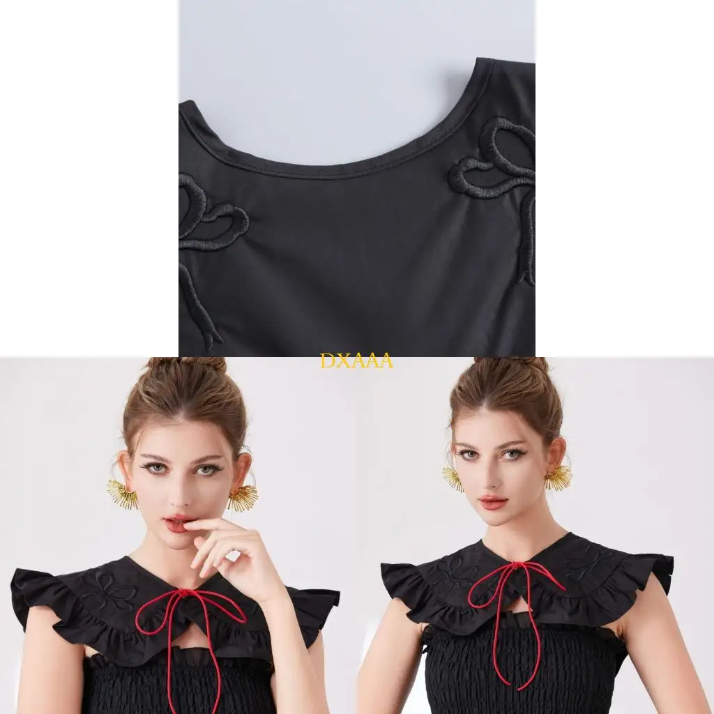 DXAA Ruffle Trim False Collar with Embroidery Bowknot Choker Collar for Evening Party
DXAA Ruffle Trim False Collar with Embroidery Bowknot Choker Collar for Evening Party