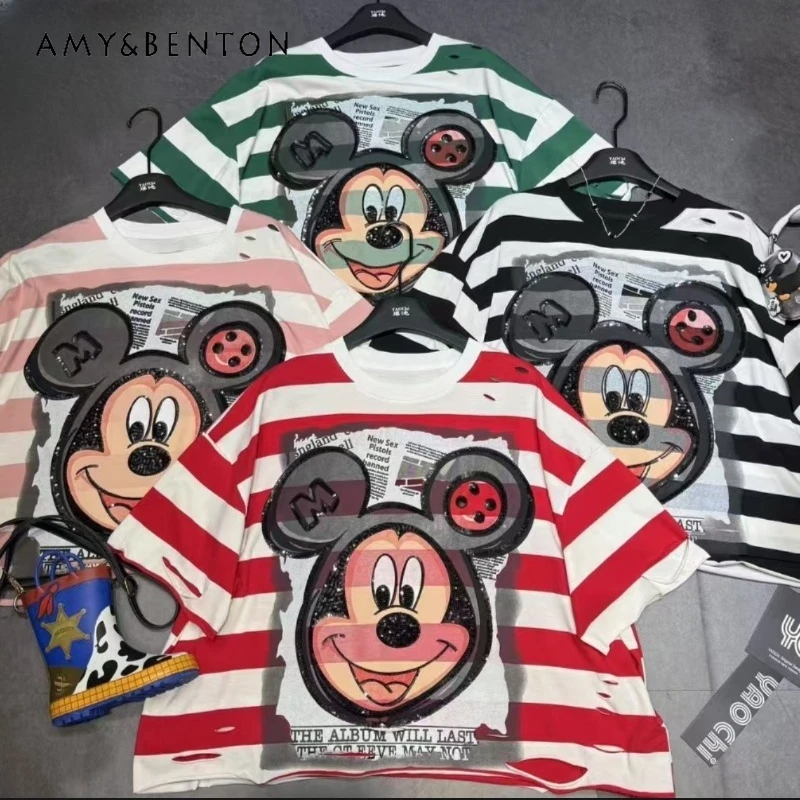 American Fashion Kawaii Tshirts Heavy Industry Sequins Cartoon Short-sleeved T-shirt Women's Loose And Thin High Street Top Tees
American Fashion Kawaii Tshirts Heavy Industry Sequins Cartoon Short-sleeved T-shirt Women's Loose And Thin High Street Top Tees