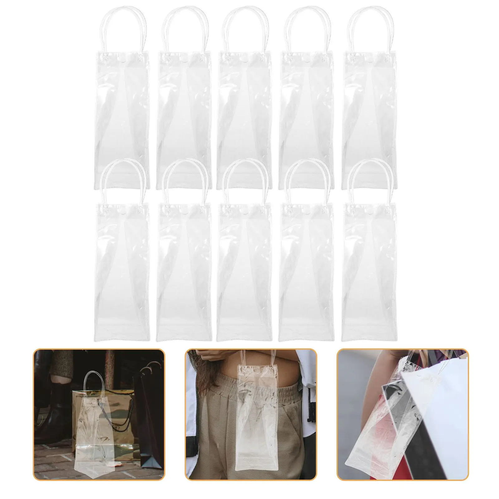 10PCS PVC Handbag Clear Gift Bags Transparent Multi-function Bottle Shopping Party Household PortableReusable
10PCS PVC Handbag Clear Gift Bags Transparent Multi-function Bottle Shopping Party Household PortableReusable