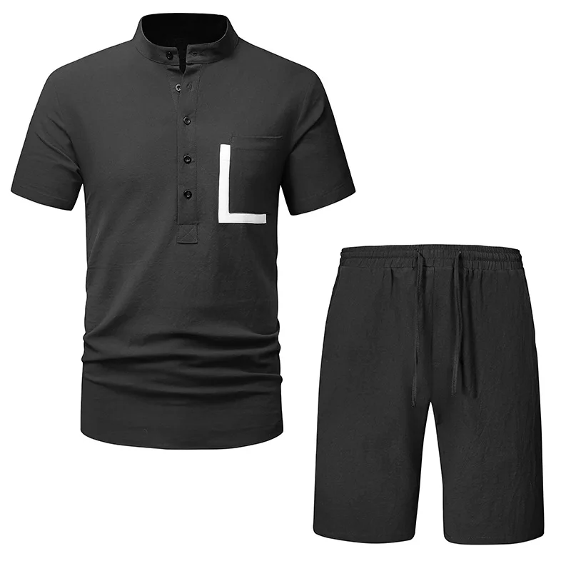 Black Color Matching Men 2 Piece Set Summer Shorts Set 100% Cotton Linen Shirt + Shorts Suit Beach Wear Board Fashion Clothing
Black Color Matching Men 2 Piece Set Summer Shorts Set 100% Cotton Linen Shirt + Shorts Suit Beach Wear Board Fashion Clothing
