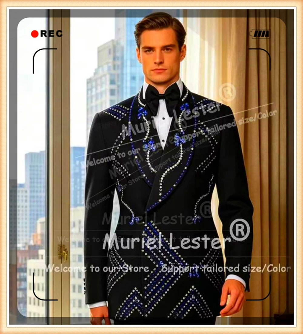 Luxury Rhinestone Beaded Men's Suit 2 Piece Sets Double Breasted Jacket Pants Customized Groom Formal Wear Wedding Tuxedo Attire
Luxury Rhinestone Beaded Men's Suit 2 Piece Sets Double Breasted Jacket Pants Customized Groom Formal Wear Wedding Tuxedo Attire