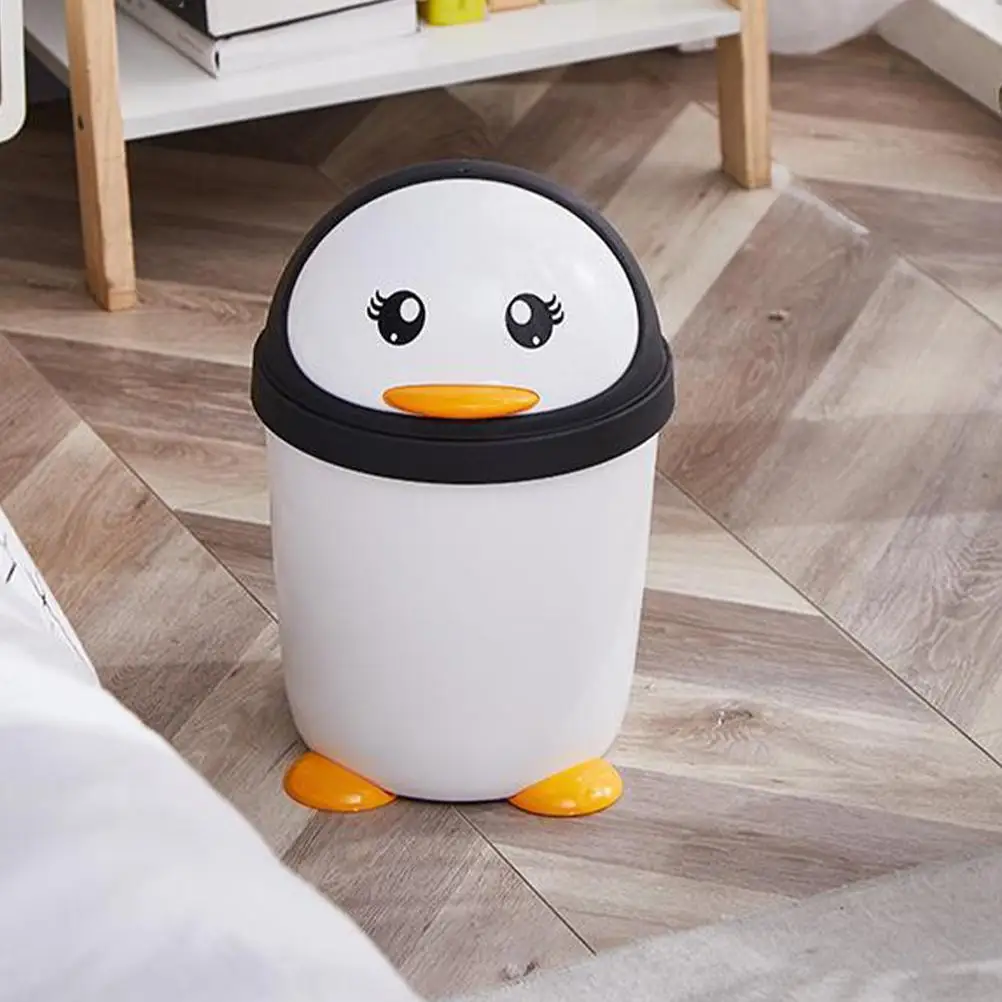 Cute Penguin Swing Lid Trash Can Plastic Wastebasket Bedroom Office Car Kitchen Desktop Organizer Storage for Children Room Use
Cute Penguin Swing Lid Trash Can Plastic Wastebasket Bedroom Office Car Kitchen Desktop Organizer Storage for Children Room Use