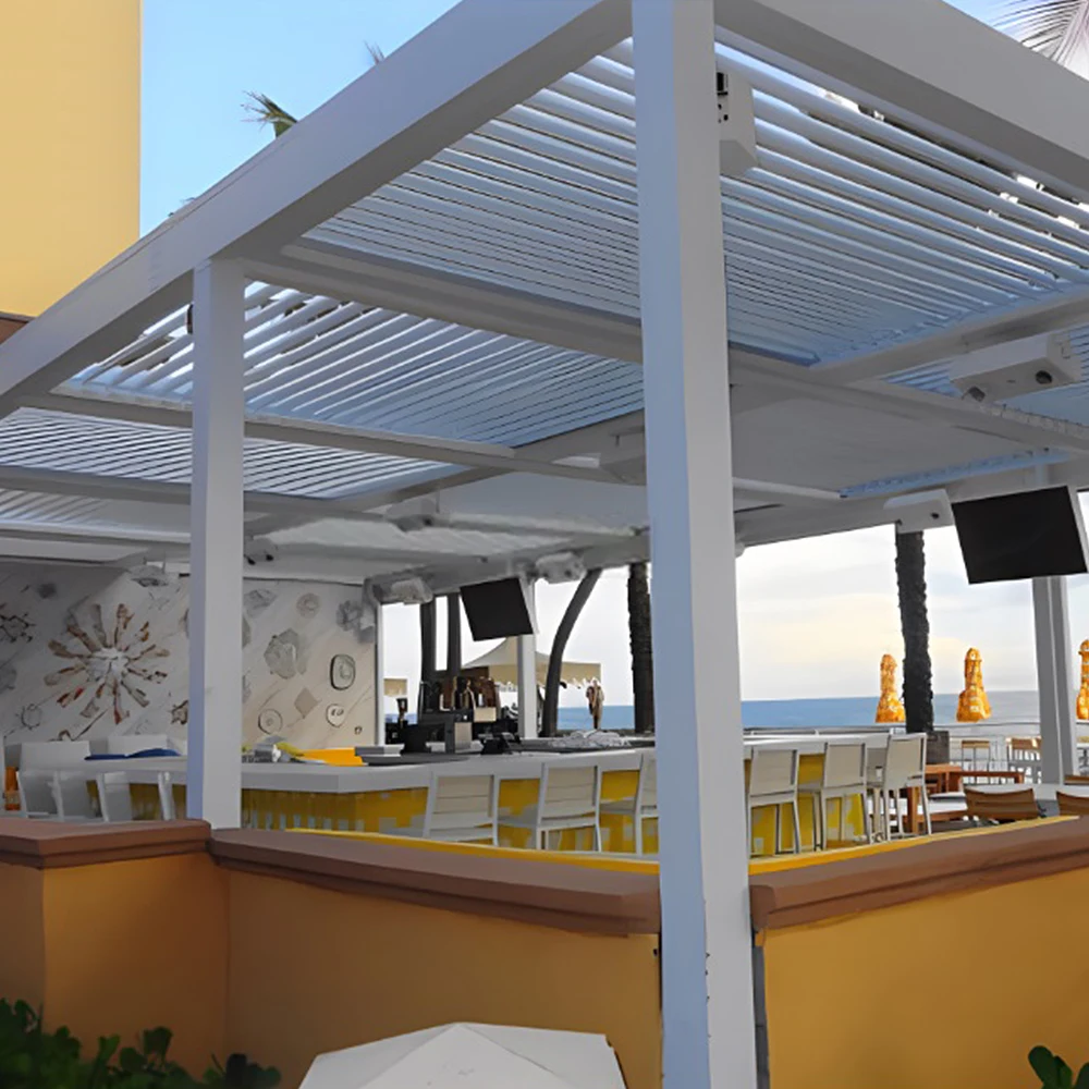 Electric opening louvered roof aluminum retractable canopy waterproof bioclimate gazebo powder coating
Electric opening louvered roof aluminum retractable canopy waterproof bioclimate gazebo powder coating