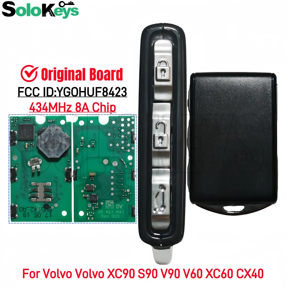 SOLOKEYS FCC ID: YG0HUF8423 Original Board Smart Key For Volvo XC90 S90 V90 V60 XC60 CX40 Car Key 434MHz 8A Chip
SOLOKEYS FCC ID: YG0HUF8423 Original Board Smart Key For Volvo XC90 S90 V90 V60 XC60 CX40 Car Key 434MHz 8A Chip
