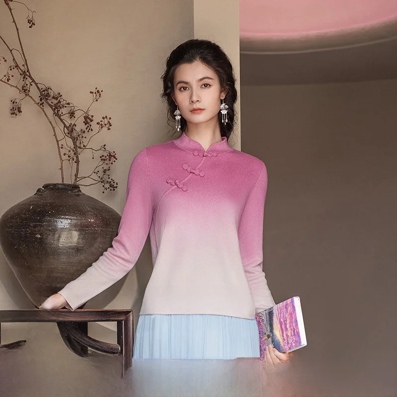 Women's adient Color Long Sve Knitted Sweater New Autumn Winter Faion Chinese Sle Button Knitwear Soft Polyester Fiber
Women's adient Color Long Sve Knitted Sweater New Autumn Winter Faion Chinese Sle Button Knitwear Soft Polyester Fiber