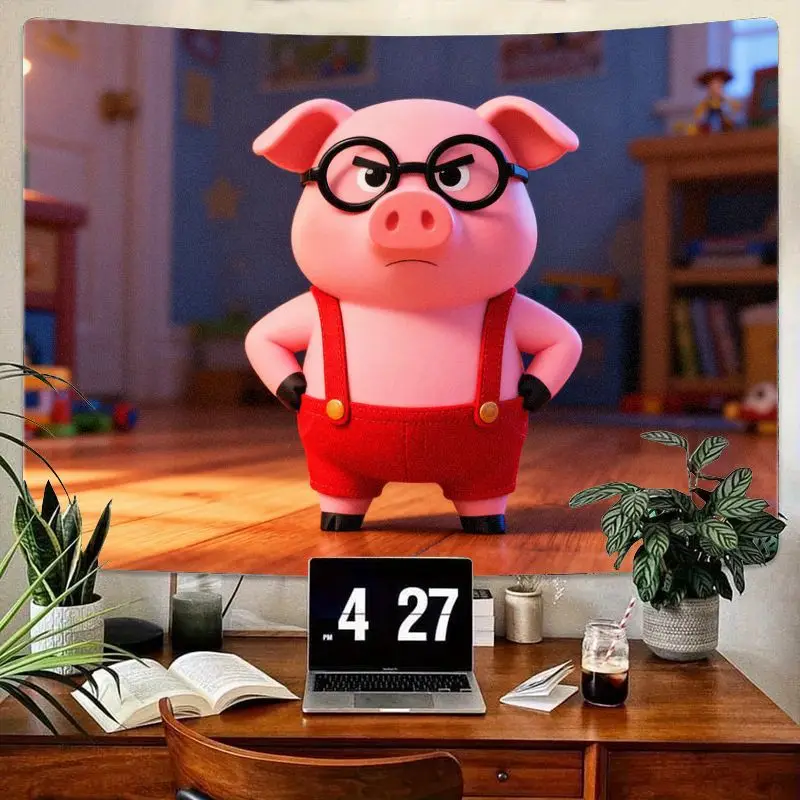 1 шт. Забавный гобелен Angry Pink Pig в очках, красный комбинезон, современный настенный рисунок из полиэстера с героями мультфильмов для спальни, декор в общежитии, подарок. 
1 шт. Забавный гобелен Angry Pink Pig в очках, красный комбинезон, современный настенный рисунок из полиэстера с героями мультфильмов для спальни, декор в общежитии, подарок.