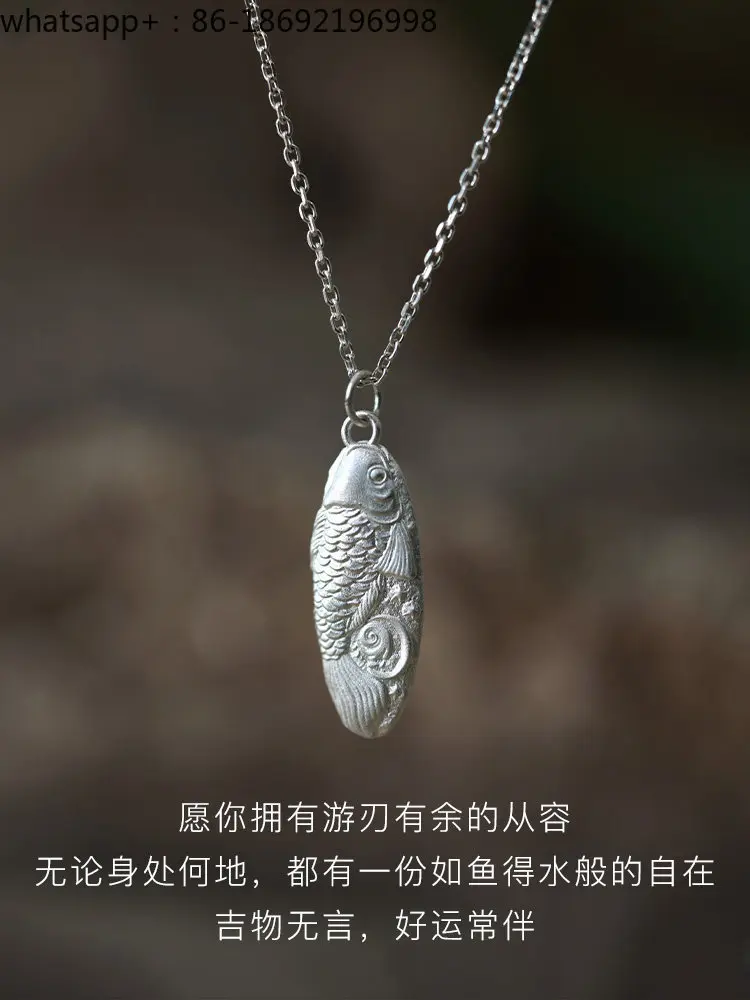 "Koi" Sterling Silver 999 Pendant for Men and Women, Niche Ancient Handmade National Style Retro Necklace
"Koi" Sterling Silver 999 Pendant for Men and Women, Niche Ancient Handmade National Style Retro Necklace