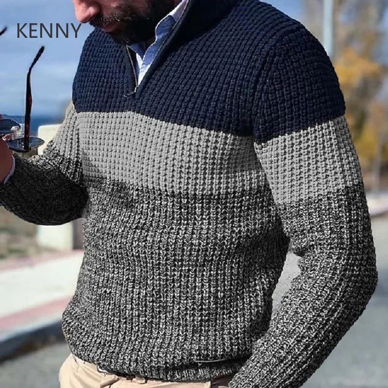KENNY Casual Bottoming Shirt Autumn and Winter Lapel Knitted Sweater Color Matching Men's Sweater Oversize Cardigan Man Clothing
KENNY Casual Bottoming Shirt Autumn and Winter Lapel Knitted Sweater Color Matching Men's Sweater Oversize Cardigan Man Clothing