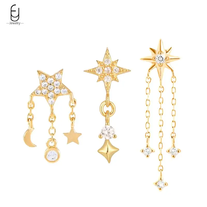 925 Sterling Silver Ear Needle Luxury Star Stud Earrings Women's Exquisite Crystal Long Chain Tassel Earrings Fashion Jewelry
925 Sterling Silver Ear Needle Luxury Star Stud Earrings Women's Exquisite Crystal Long Chain Tassel Earrings Fashion Jewelry