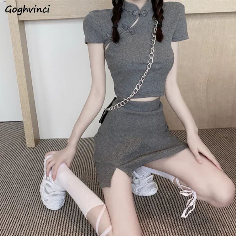 Mini Skirt Sets Women Summer Solid Sexy Fashion All-match Daily Side Slit Simple Leisure Slim Chinese Style T-shirt Design Cozy
Mini Skirt Sets Women Summer Solid Sexy Fashion All-match Daily Side Slit Simple Leisure Slim Chinese Style T-shirt Design Cozy