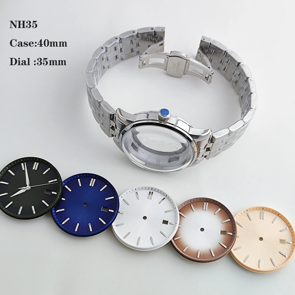 40mm Cocktail Case Arched Glass Watch Casel stainless steel strap For NH35 movement 35mm dial hands DIY Watch Mod Parts Set
40mm Cocktail Case Arched Glass Watch Casel stainless steel strap For NH35 movement 35mm dial hands DIY Watch Mod Parts Set