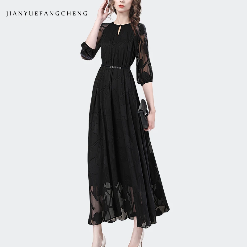 Fashion Embroidered Floral Black Chiffon Summer Dress Women Short Sleeve Crew-neck High Waist Big Swing Pleated Long Dresses
Fashion Embroidered Floral Black Chiffon Summer Dress Women Short Sleeve Crew-neck High Waist Big Swing Pleated Long Dresses