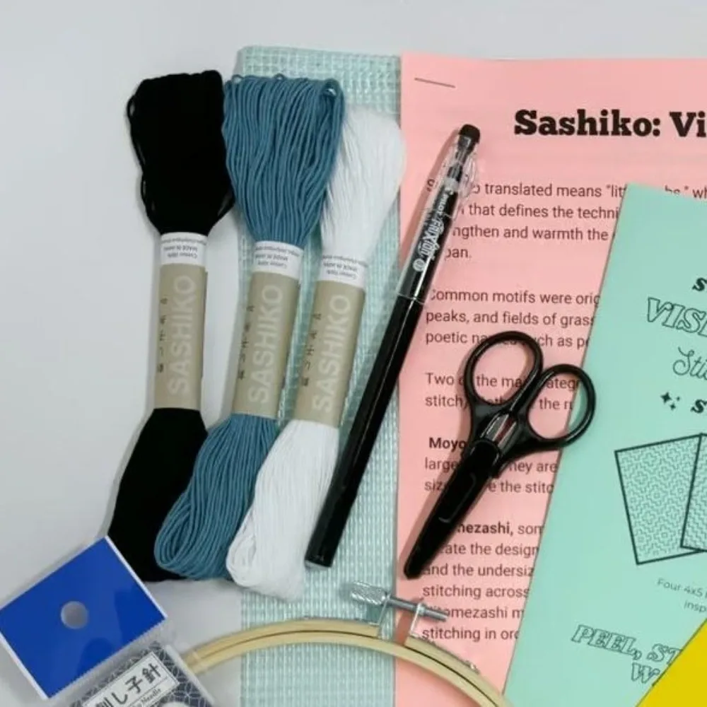 Visible Mending Kit With Sashiko Embroidery Booklet Textile Art Beginner Learning Pattern Foundation Stitch Placement SewingTool
Visible Mending Kit With Sashiko Embroidery Booklet Textile Art Beginner Learning Pattern Foundation Stitch Placement SewingTool