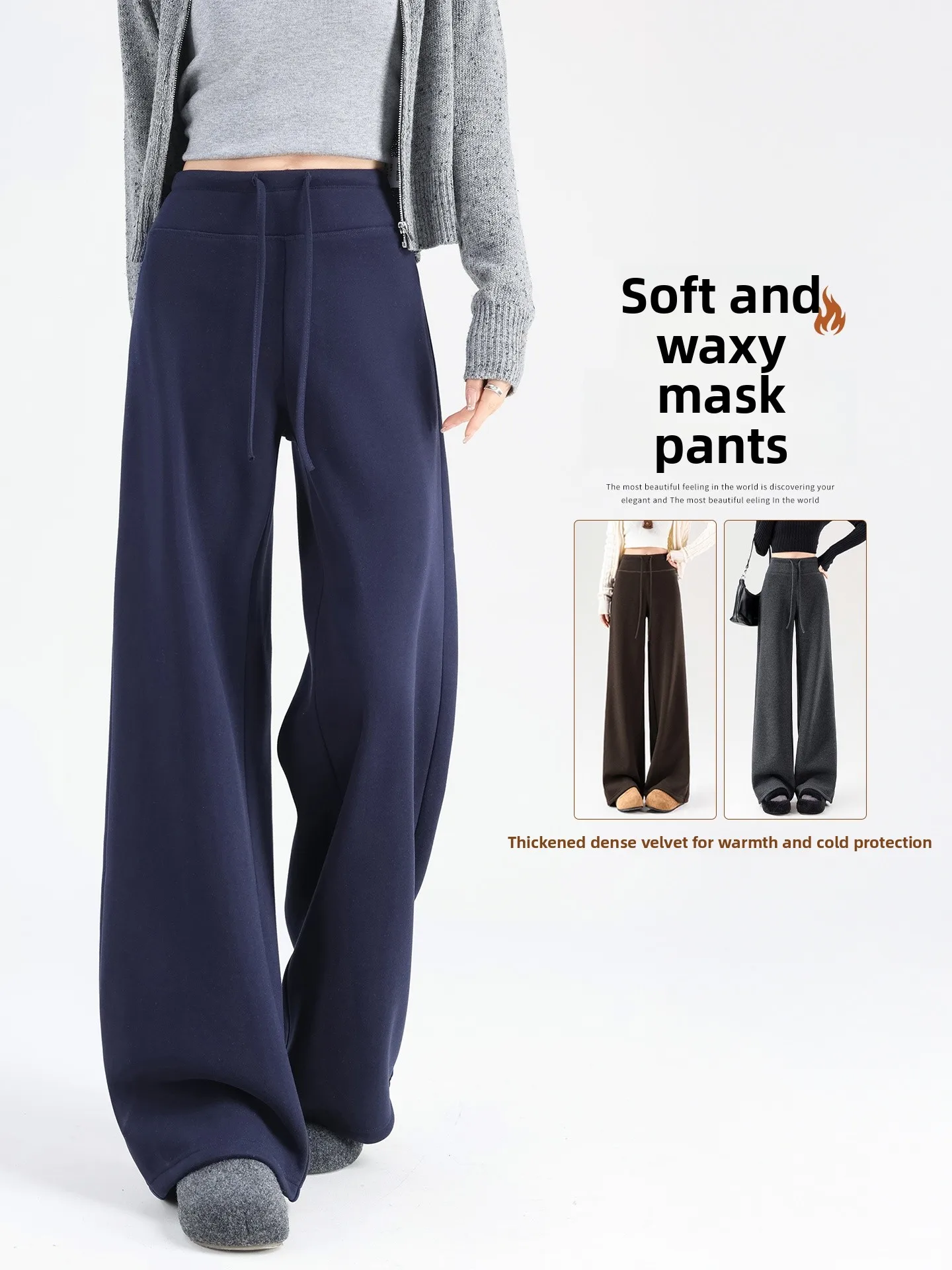 Tibetan Blue Wool Yoga Sports Pants High Waist Straight Leg Casual Wide Leg Pants Spring Autumn Hanging Sense Women's Faion
Tibetan Blue Wool Yoga Sports Pants High Waist Straight Leg Casual Wide Leg Pants Spring Autumn Hanging Sense Women's Faion