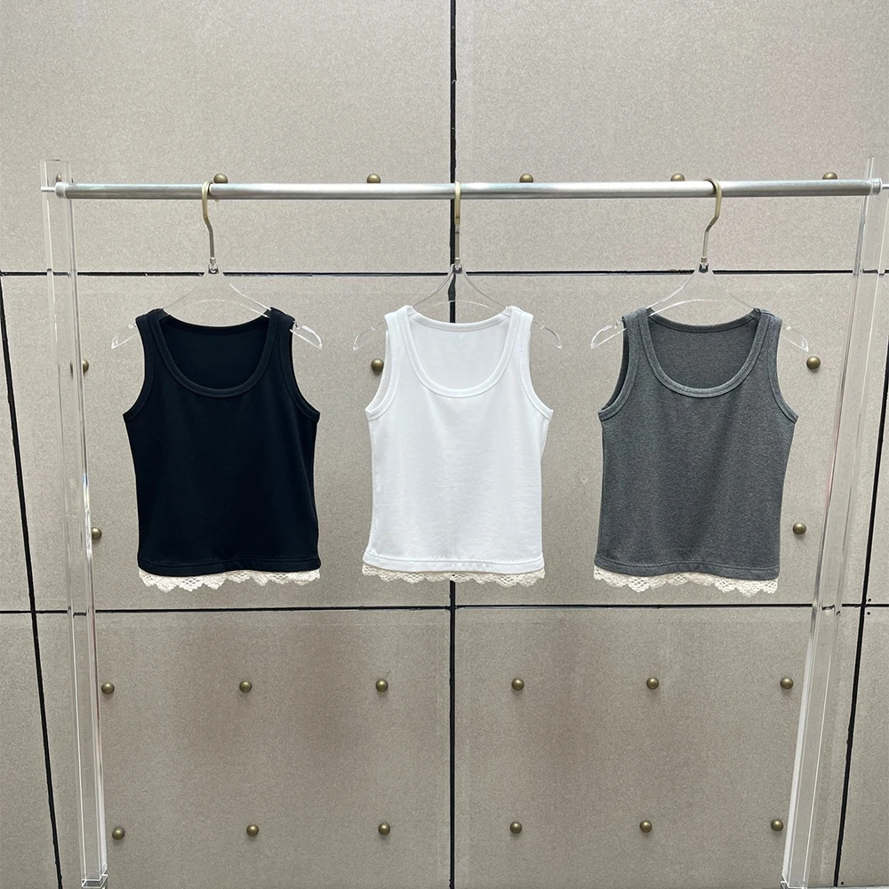 Cotton-blend Lace Panel Women's Tank Top Rib-knit Versatile Round-neck Sleeveless Knit Top Spring 2026 New Arrival Y2K Style
Cotton-blend Lace Panel Women's Tank Top Rib-knit Versatile Round-neck Sleeveless Knit Top Spring 2026 New Arrival Y2K Style
