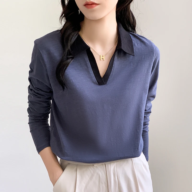 Zjaiss Polo Collar Korean Version Loose Casual Cotton Tshirt 2025 Autumn Winter Women V-neck T-Shirt Female Long Sleeve Tops
Zjaiss Polo Collar Korean Version Loose Casual Cotton Tshirt 2025 Autumn Winter Women V-neck T-Shirt Female Long Sleeve Tops