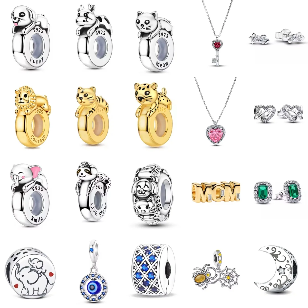 S925Silver Animal Beaded Cat Dog Tiger Elephant Leopard DIY Bracelet Separated Beads Star Moon Evi DIY Accessories Charm Jewelry
S925Silver Animal Beaded Cat Dog Tiger Elephant Leopard DIY Bracelet Separated Beads Star Moon Evi DIY Accessories Charm Jewelry