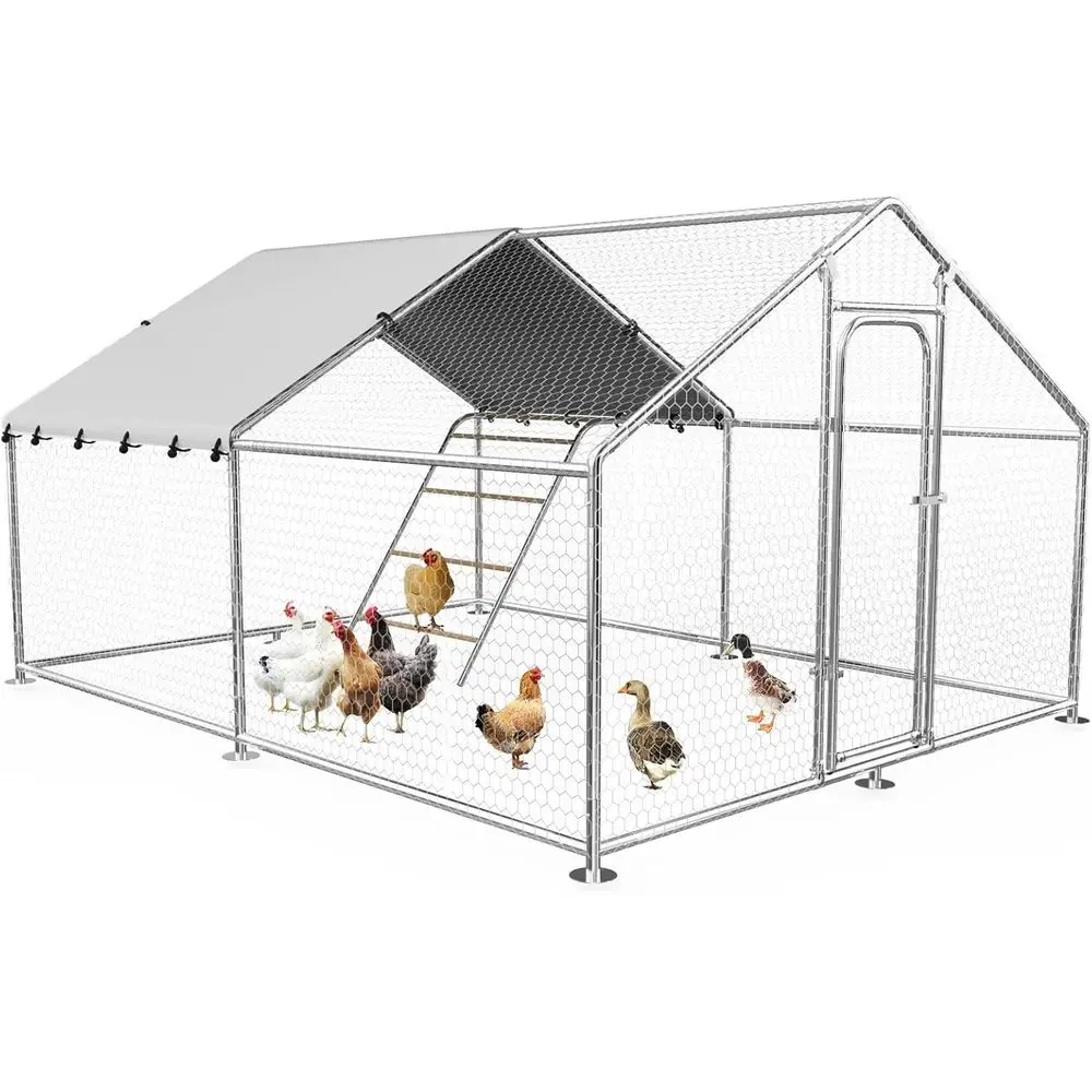 Spacious 9.8' L x 13.2' W x 6.4' H Metal Chicken Coop with Waterproof and UV-Resistant Cover, Perch, Suitable for Rabbits, Ducks
Spacious 9.8' L x 13.2' W x 6.4' H Metal Chicken Coop with Waterproof and UV-Resistant Cover, Perch, Suitable for Rabbits, Ducks