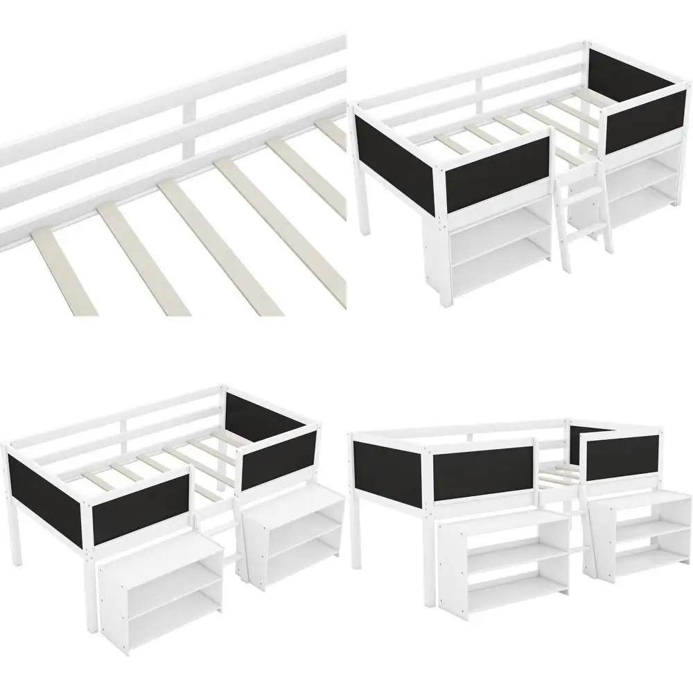 Children's Storage Bed with Movable Shelves, Chalkboard, Ladder, Suitable for Girls and Boys, White
Children's Storage Bed with Movable Shelves, Chalkboard, Ladder, Suitable for Girls and Boys, White