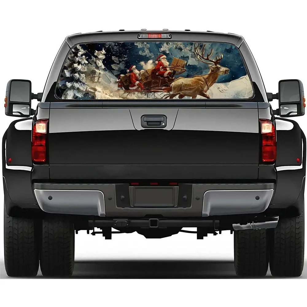 Санта-Клаус под лунным светом, наклейка на заднее лобовое стекло автомобиля, окно грузовика, прозрачная перфорированная виниловая наклейка на заднее окно, декор 
Санта-Клаус под лунным светом, наклейка на заднее лобовое стекло автомобиля, окно грузовика, прозрачная перфорированная виниловая наклейка на заднее окно, декор