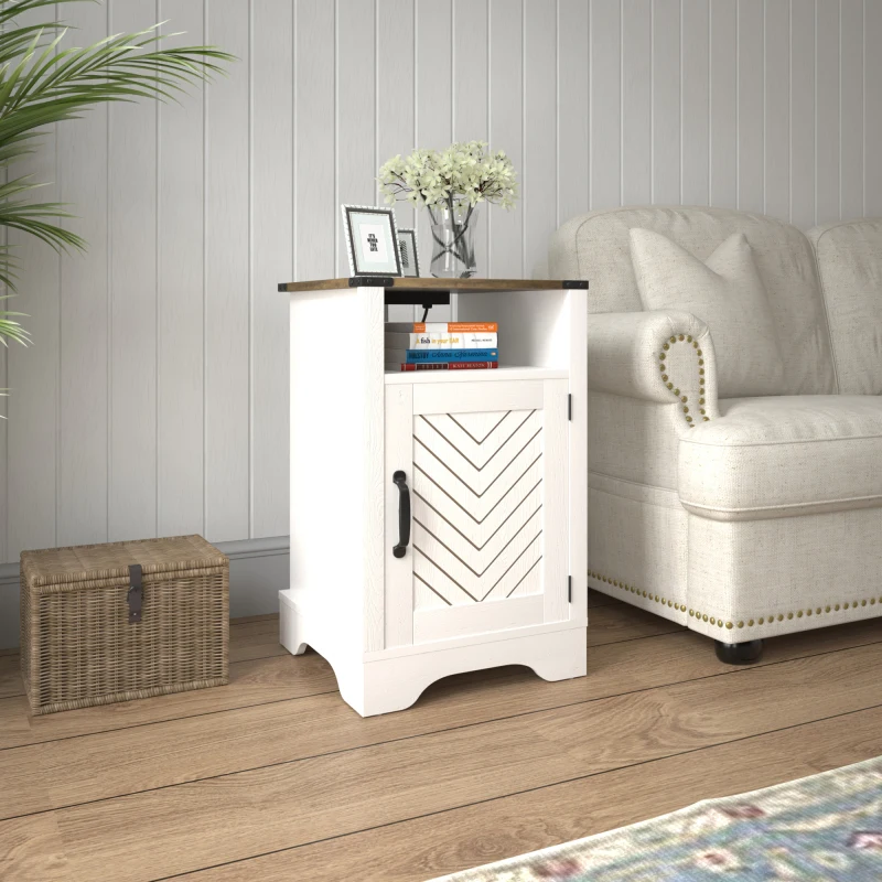 Farmhouse Nightstand Side Table, Wooden Rustic End Table, Tall Bedside Table with Electrical Outlets Charging Station - Whit
Farmhouse Nightstand Side Table, Wooden Rustic End Table, Tall Bedside Table with Electrical Outlets Charging Station - Whit