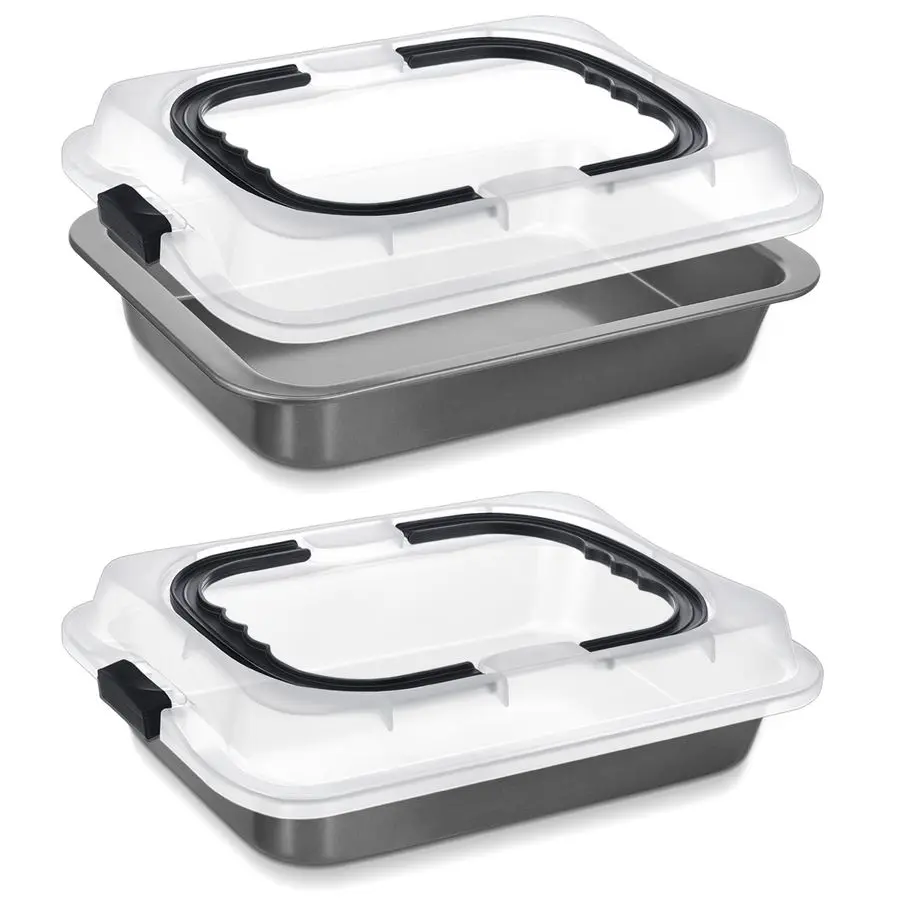 Pcs Cake Baking Pan with Lid and Handle, 9 x 13 Inch Nonstick Rectangle Sheet Cake Pan Carrier for Brownie Roasting Cooking Baki
Pcs Cake Baking Pan with Lid and Handle, 9 x 13 Inch Nonstick Rectangle Sheet Cake Pan Carrier for Brownie Roasting Cooking Baki