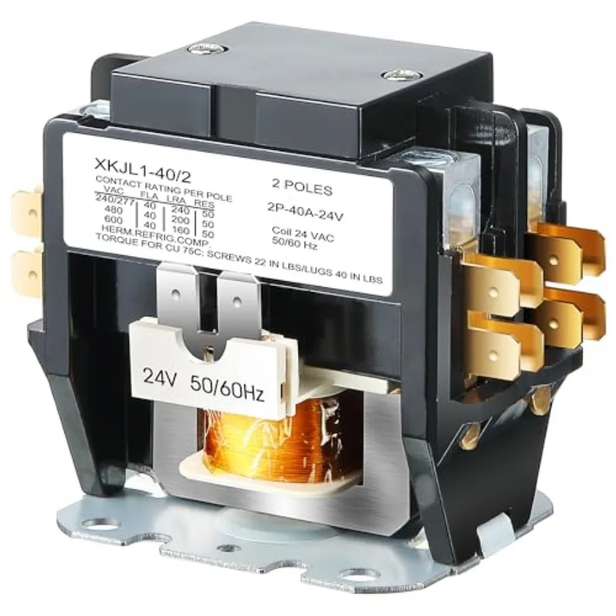 1 Pcs 24V Coil 40A 2 Pole Air Conditioner Contactor, UL Certified HVAC Motor Contactor, Air Conditioner Replacement Relay, Comp
1 Pcs 24V Coil 40A 2 Pole Air Conditioner Contactor, UL Certified HVAC Motor Contactor, Air Conditioner Replacement Relay, Comp