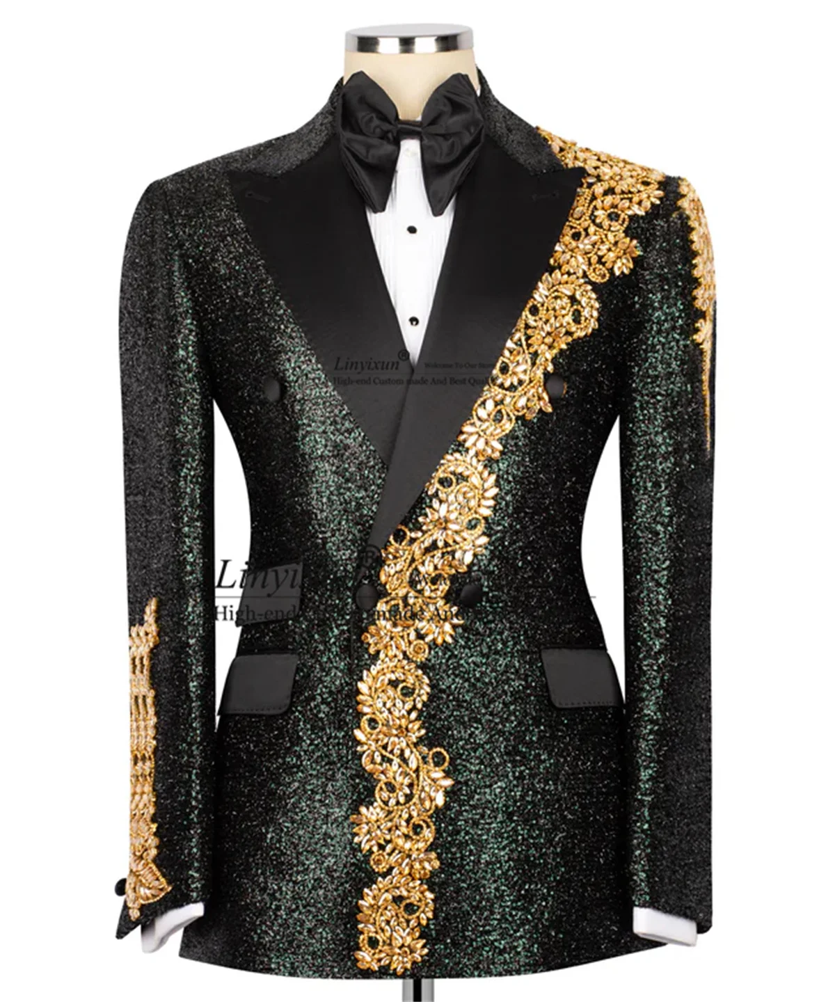 Glitter Ornament Sequins Men Suits Double Breasted Customized Wedding Tuxedos 2 Pieces Sets Party Groom Blazers Costume Homme
Glitter Ornament Sequins Men Suits Double Breasted Customized Wedding Tuxedos 2 Pieces Sets Party Groom Blazers Costume Homme