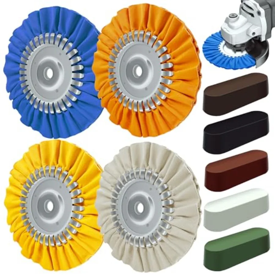 8" Airway Buffing Wheel, 9Pcs Aluminum Wheel Polishing Kit in Diameter 5/8 inch Arbor Hole, Polishing Compound and Aluminum Met
8" Airway Buffing Wheel, 9Pcs Aluminum Wheel Polishing Kit in Diameter 5/8 inch Arbor Hole, Polishing Compound and Aluminum Met