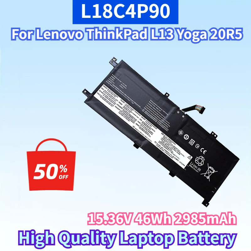 New L18C4P90 15.36V 46Wh 2985mAh Li-ion Battery for Lenovo ThinkPad L13 Yoga 20R5 20R6 Yoga S2 Gen6 High Quality Laptop Battery
New L18C4P90 15.36V 46Wh 2985mAh Li-ion Battery for Lenovo ThinkPad L13 Yoga 20R5 20R6 Yoga S2 Gen6 High Quality Laptop Battery