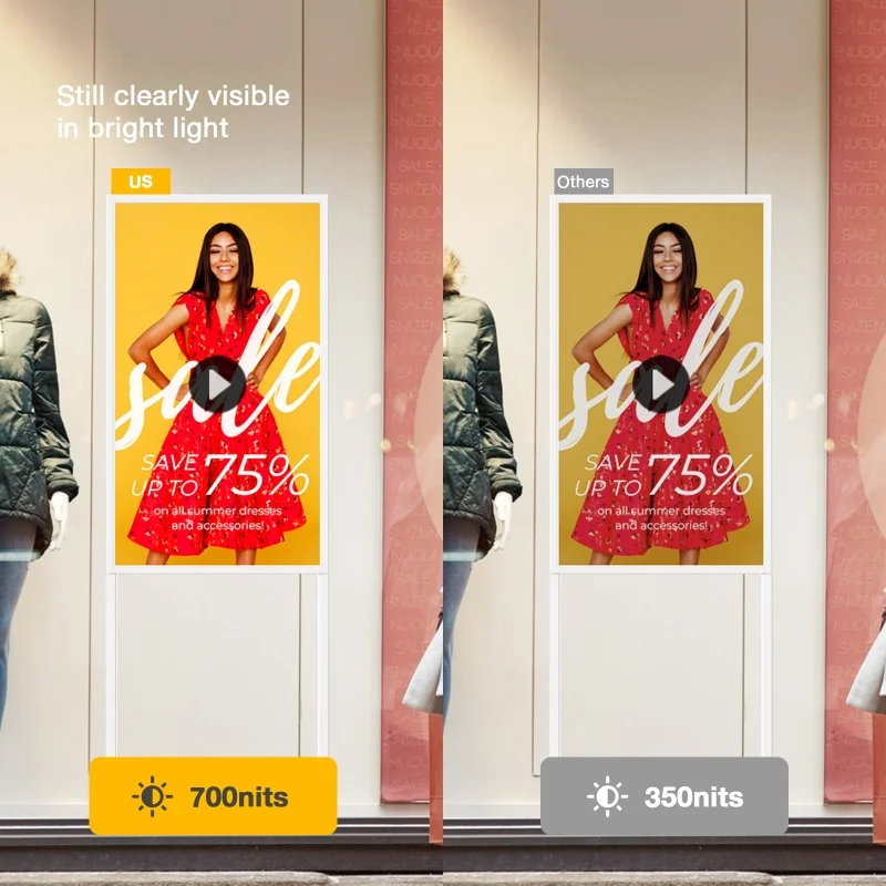 55 Inch Lcd Advertising Player Kiosk Cube Vertical Totem Ultra Thin High Tech Store Touch Digital Signage Advertising Screen