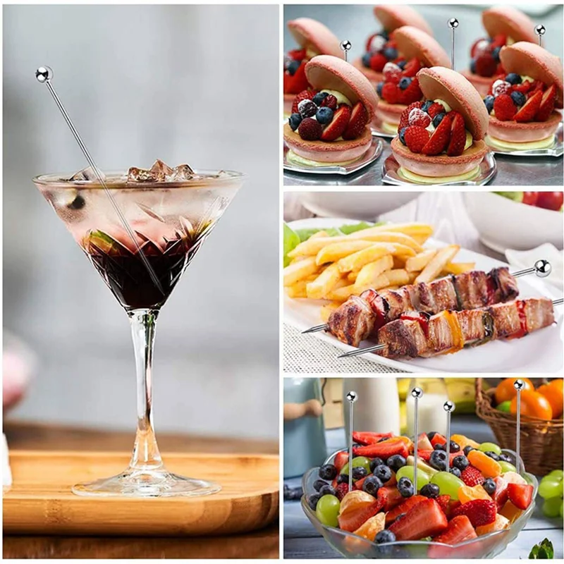 BHTS-150Pcs Cocktail Picks, 4 Inch Reusable Stainless Steel Martini Picks Cocktail Toothpicks For Olives Appetizers Sandwich
BHTS-150Pcs Cocktail Picks, 4 Inch Reusable Stainless Steel Martini Picks Cocktail Toothpicks For Olives Appetizers Sandwich