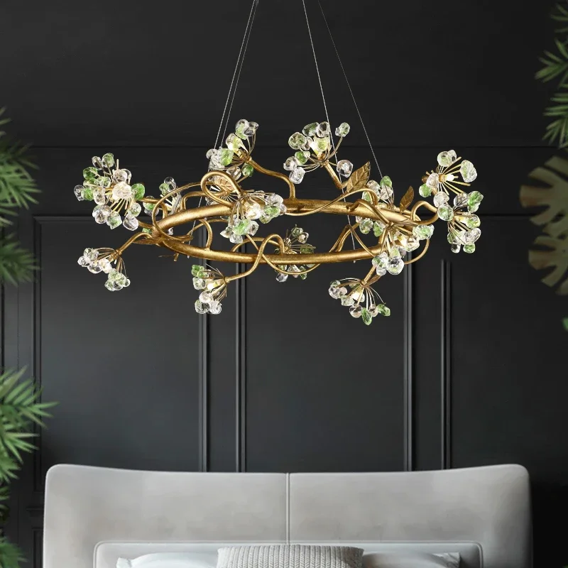 Modern Flower Fairy Ceiling Chandeliers All Copper Living Room Pendent Light Villa Crystal Light Home Decor Hanging Lamp Luster
Modern Flower Fairy Ceiling Chandeliers All Copper Living Room Pendent Light Villa Crystal Light Home Decor Hanging Lamp Luster