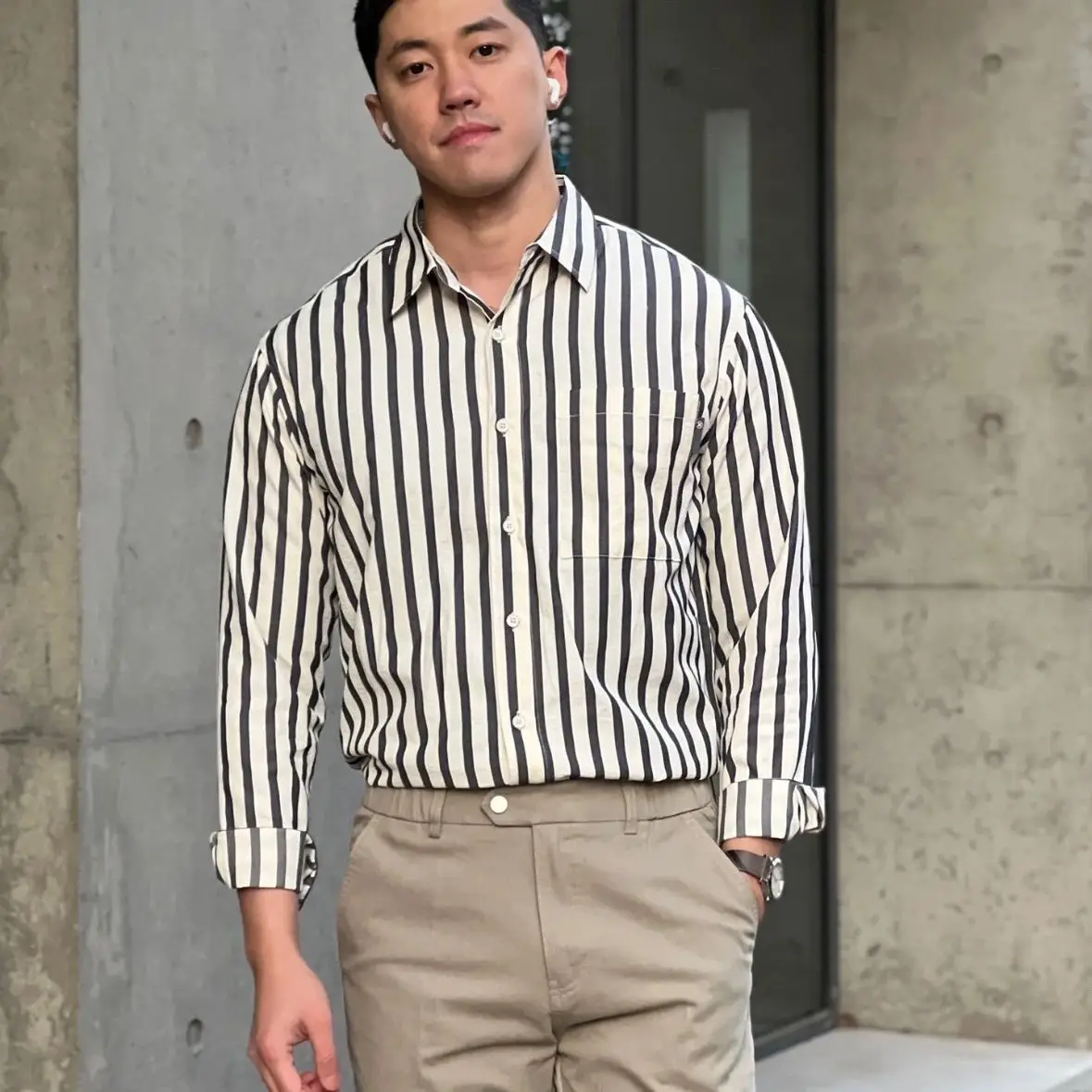 Мужская рубашка в полоску премиум-класса, весна-лето, новая модная повседневная деловая рубашка с длинным рукавом 
Мужская рубашка в полоску премиум-класса, весна-лето, новая модная повседневная деловая рубашка с длинным рукавом