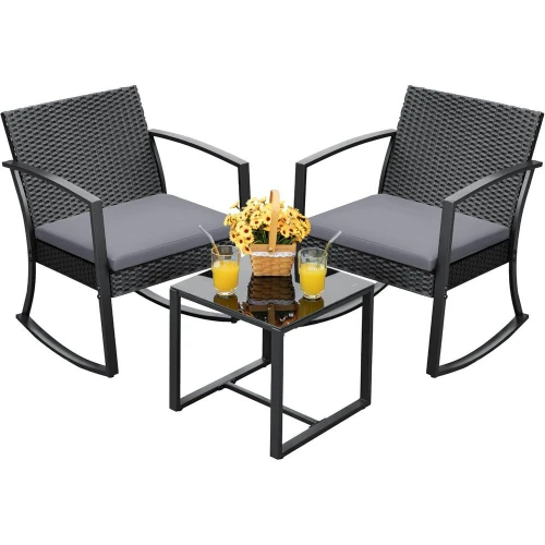 Resin Patio urniture Set 3 Piece All Weather Outdoor Rocking Chairs with Cushions and Coee Table or Bistro Balcony Porch (Gray)
Resin Patio urniture Set 3 Piece All Weather Outdoor Rocking Chairs with Cushions and Coee Table or Bistro Balcony Porch (Gray)