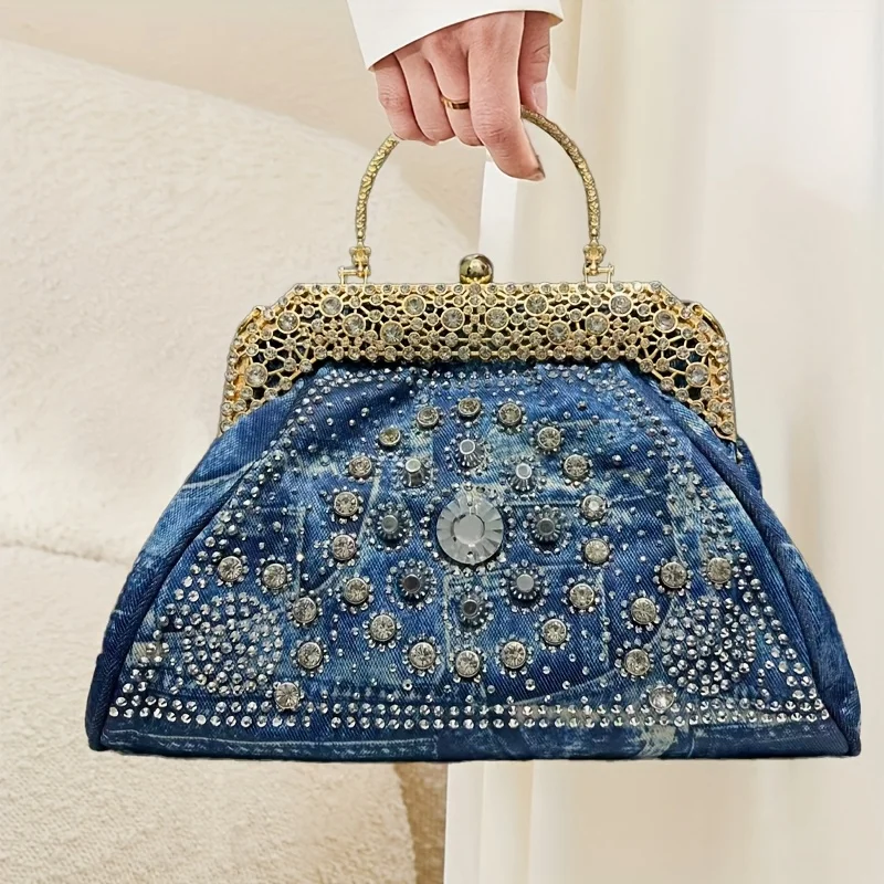 Ladies' fashionable gemstone inlaid elegant clip bag, personalized street style Y2K spicy girl diamond decoration crossbody bag
Ladies' fashionable gemstone inlaid elegant clip bag, personalized street style Y2K spicy girl diamond decoration crossbody bag