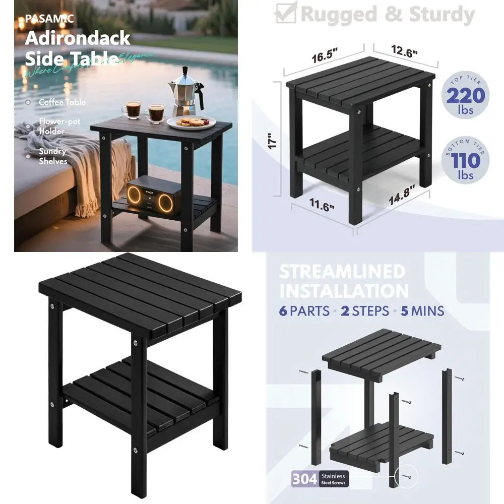 Устойчивый к непогоде уличный приставной столик, квадратный столик из HDPE для патио, идеально подходит для бассейна или заднего двора (черный)
Устойчивый к непогоде уличный приставной столик, квадратный столик из HDPE для патио, идеально подходит для бассейна или заднего двора (черный)