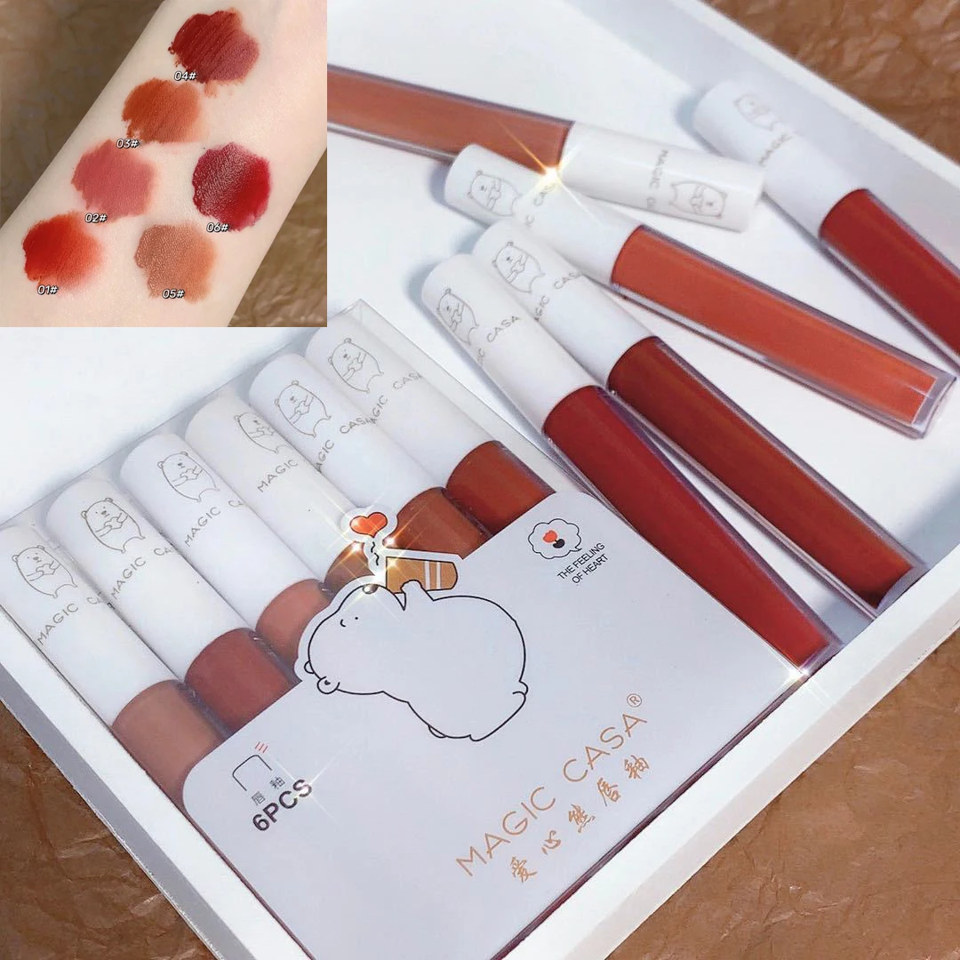 6PCS/Set Waterproof Lipstick Set Sexy Hot Red Lip Gloss Lip Stick Matte Velvet Lip Glaze Lip Makeup Cosmetics Labials Mud Matte
6PCS/Set Waterproof Lipstick Set Sexy Hot Red Lip Gloss Lip Stick Matte Velvet Lip Glaze Lip Makeup Cosmetics Labials Mud Matte