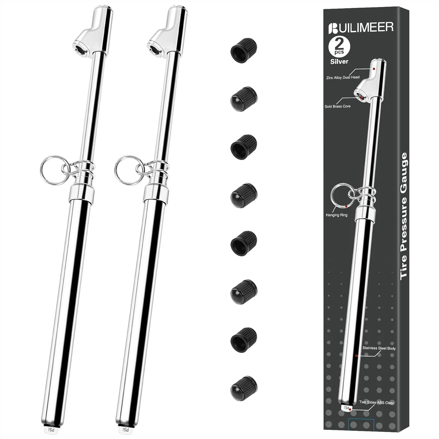 2-Pack Dual Head Tire Pressure Gauge 10-150 PSI with Stainless Steel Body & Metal Nozzle for Cars Trucks Bikes RVs
2-Pack Dual Head Tire Pressure Gauge 10-150 PSI with Stainless Steel Body & Metal Nozzle for Cars Trucks Bikes RVs
