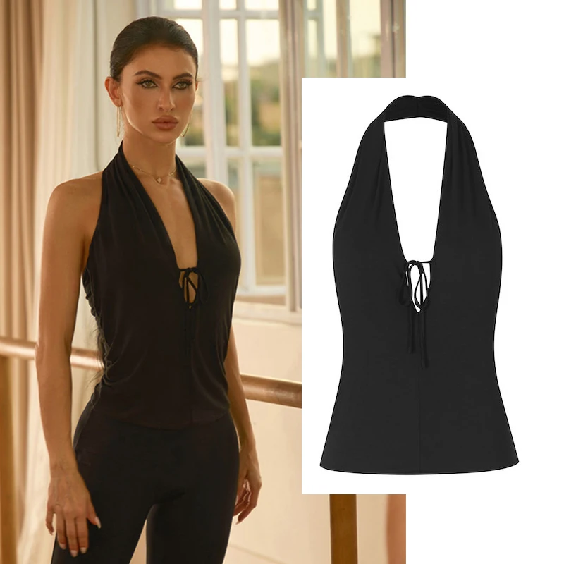 ZYM Black Latin Dance Tops Women Halter Neck V Neck Tops Adult Rumba Chacha Ballroom Dance Practice Clothing Summer DNV26590
ZYM Black Latin Dance Tops Women Halter Neck V Neck Tops Adult Rumba Chacha Ballroom Dance Practice Clothing Summer DNV26590