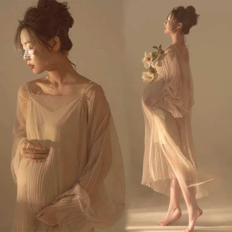 Women Photography Props Perspective Elegant Maternity Dresses Beige Mesh Pregnancy Dress Studio Shooting Photo Props
Women Photography Props Perspective Elegant Maternity Dresses Beige Mesh Pregnancy Dress Studio Shooting Photo Props