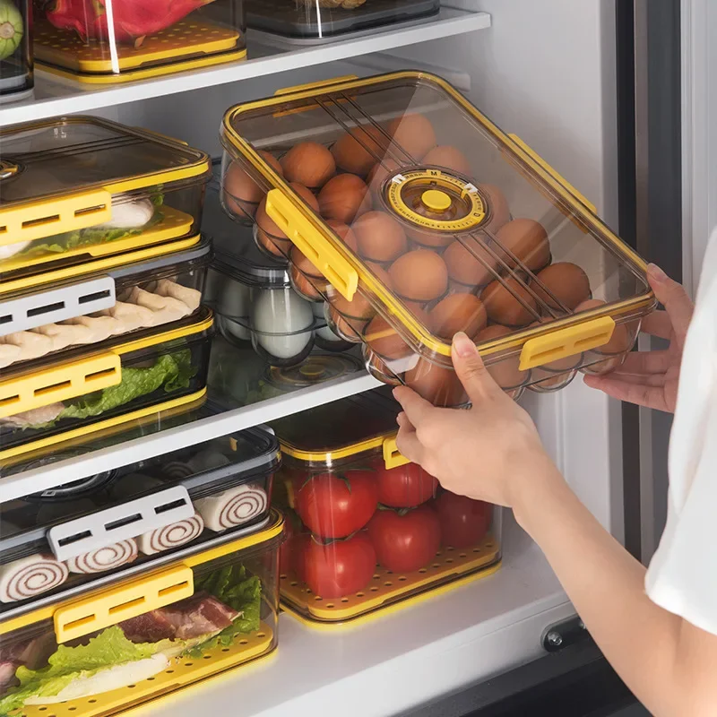Stackable Refrigerator Storage Box Food Grade Containers Kitchen Eggs Organizers Boxes with Drainboard Timer Kitchen Large Case
Stackable Refrigerator Storage Box Food Grade Containers Kitchen Eggs Organizers Boxes with Drainboard Timer Kitchen Large Case